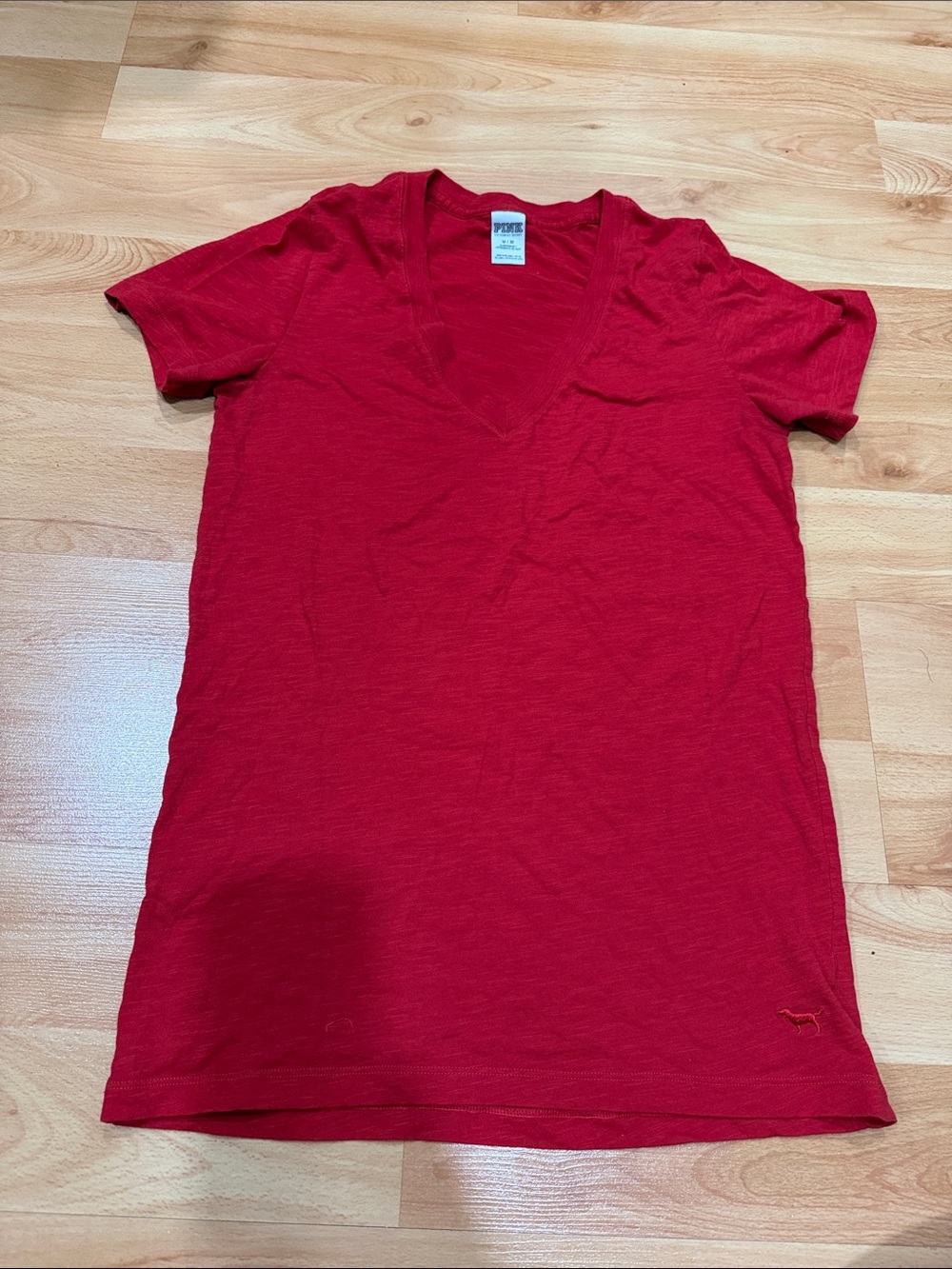 PINK Victoria's Secret Bright Red V-Neck Tee